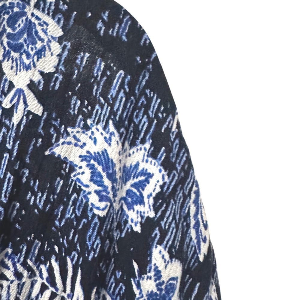Torrid Cinch Waist Kimono Blue White Floral Plus Size 1/2 Crinkle Gauze Flowy - Picture 3 of 8